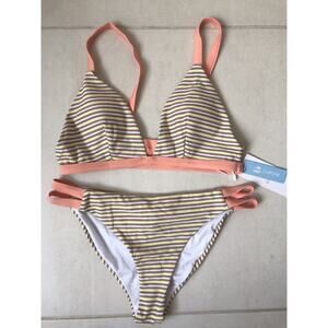 Cupshe Swim Bikini Set Padded Top Striped Swimwear